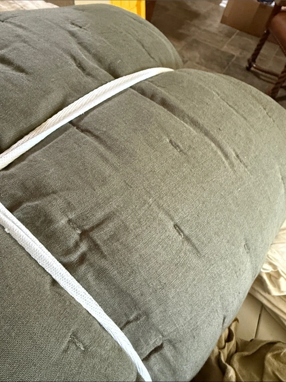 NWOT Quince Dusty Olive European Linen Dream Quilt and Shams Set Retail 234